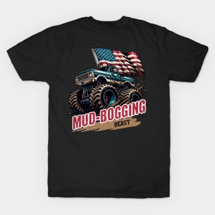 Mud-Bogging Beast USA Big Truck 4x4 American Flag Patriotic 4th Of July Off Road Mud Truck T-Shirt